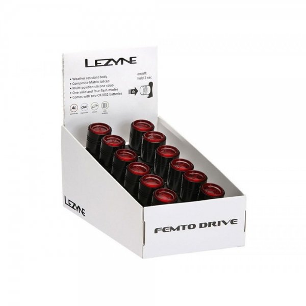 Комплект lezyne LED FEMTO DRIVE BOX SET FRONT, включає 12 FRONT LED FEMTO DRIVE (чорний)